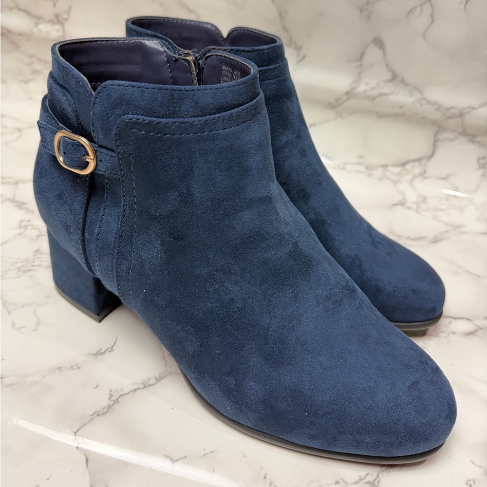 Women’s Kim Rogers Navy Ankle Booties with Gold Buckle US Size 8,5